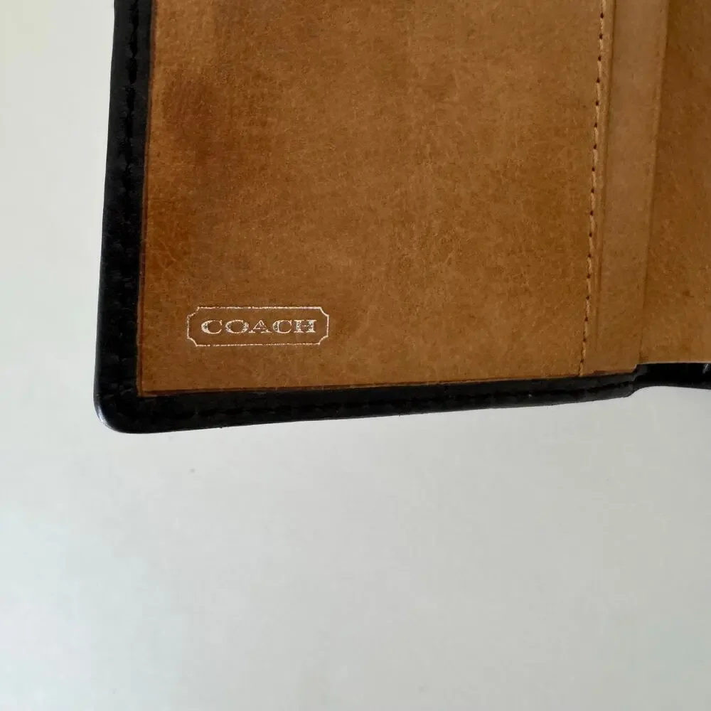 Coach Vintage Buckle Bifold Wallet Organizer Cardholder Black Leather